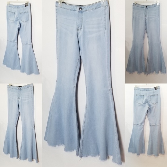 Bell Bottom Wide Leg Light Wash Jeans - Picture 6 of 8